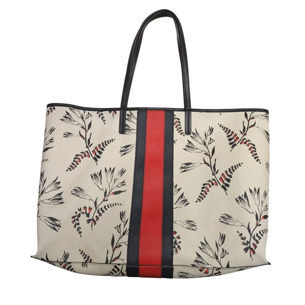Tory Burch Kerrington Floral Print Tote Bag‎ Large Shoulder Bag Coated Canvas